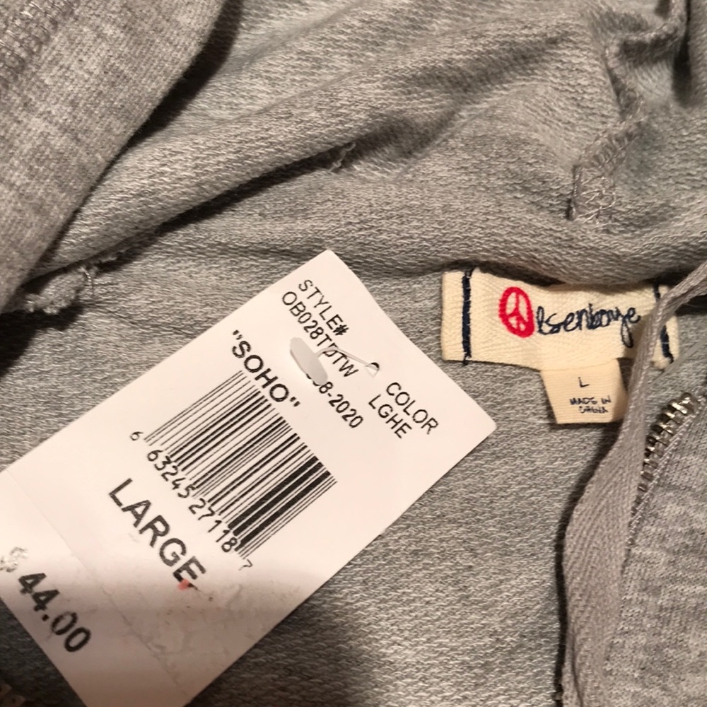 NWT lsenboyle bling peace sign hoodie L buttons - Picture 6 of 8